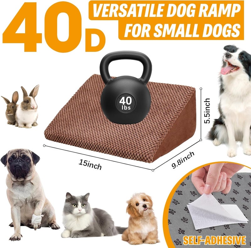 INRLKIT 40D Density Foam Dog Ramp for Stairs Suits for Small Dogs Cats, Pet Steps Stairs for Staircase Stairs with Anti-Slip Bottom and Self-Sticky Pads to Fix(6Pack, Reddish Brown) - Image 2